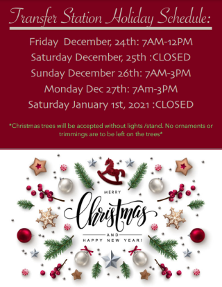 Milton Transfer Station Holiday Schedule