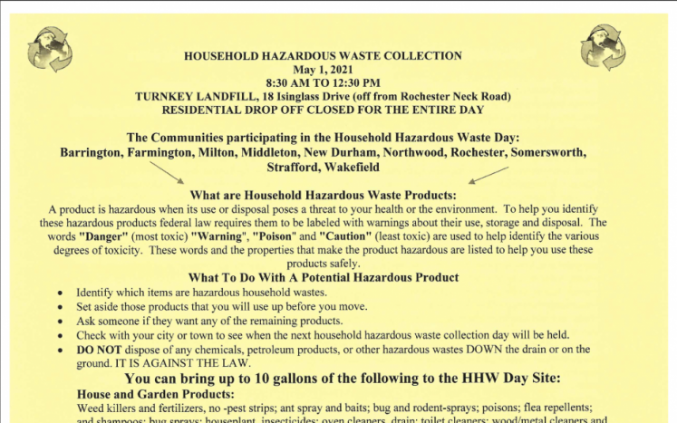 Household Hazardous Waste Collection Day 2021